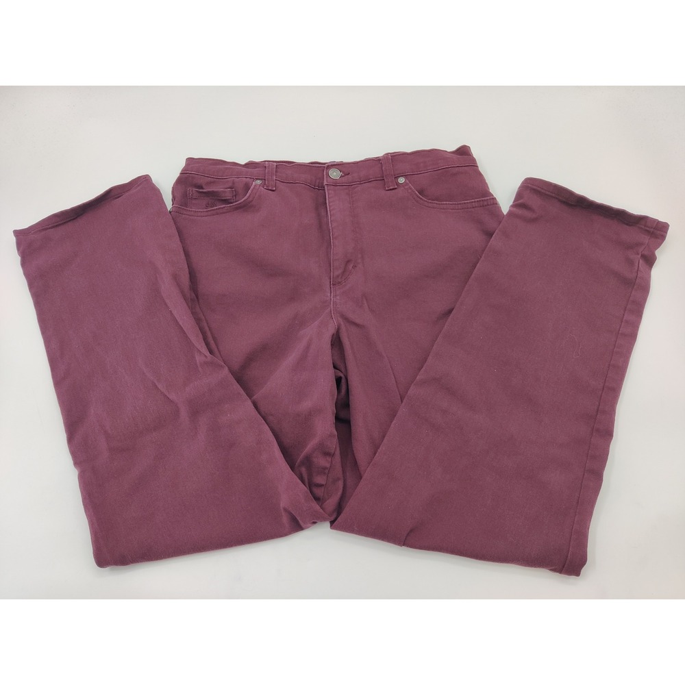 Gloria Vanderbilt Amanda Jeans Womens 14 Burgundy Plum High Rise Tapered Stretch